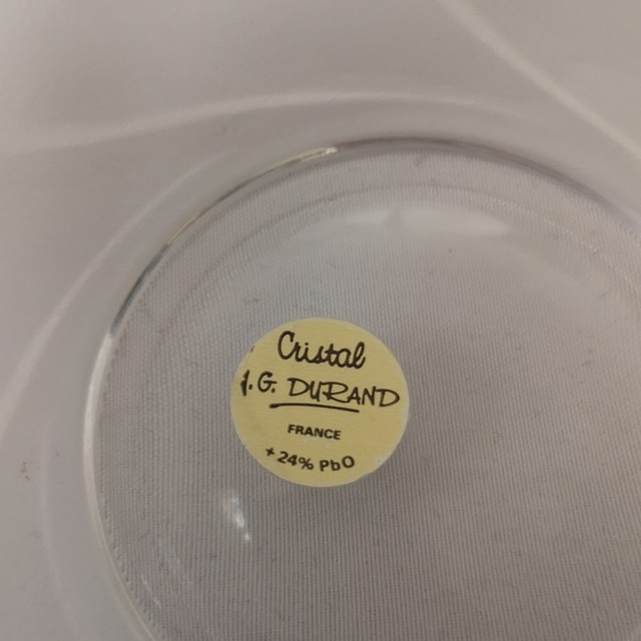 Beautiful Vintage JG Durand 24% Lead Cristal Covered Trinket Bowl Frosted Flower - Picture 6 of 6